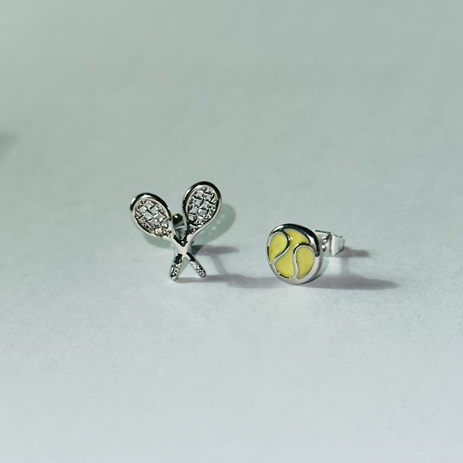 TEMU 1 Pair Of Casual Tennis Earrings Suitable For , Sports Enthusiasts, Tennis Racket Earrings, Personal Jewelry