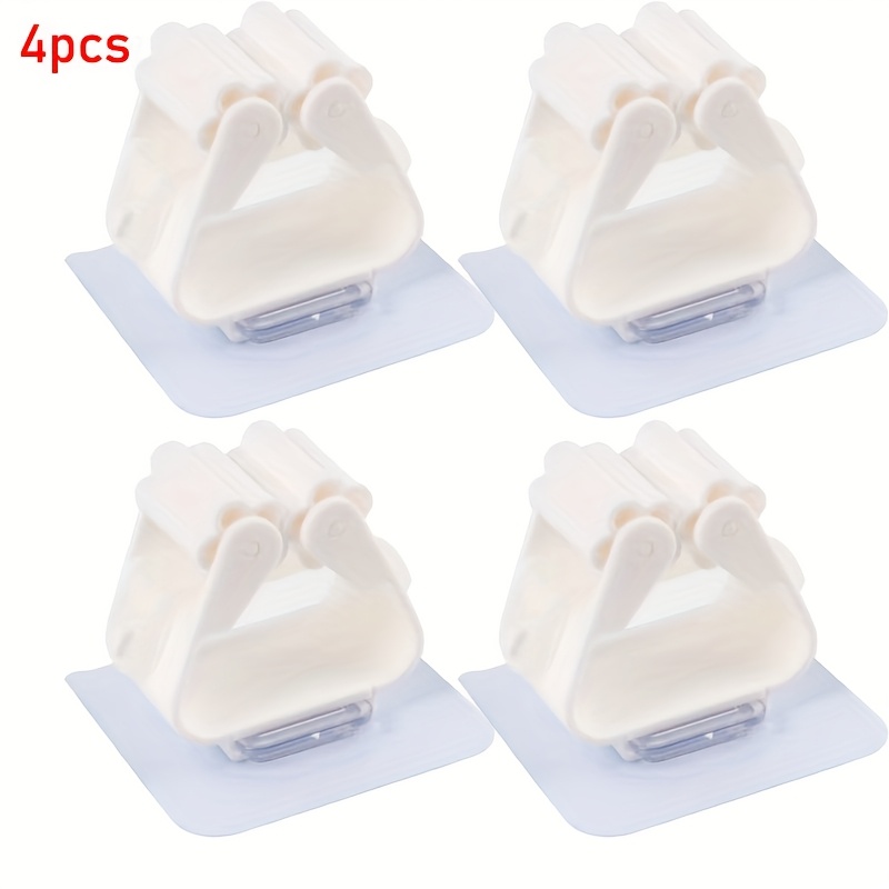 E-shop 1/2/4 Stück Wandmontierte Kunststoff Hängeaufbewahrung Moppe Ständer Stanzfreier Clip Haken Platzsparend für Besen und Mopp Aufbewahrung,