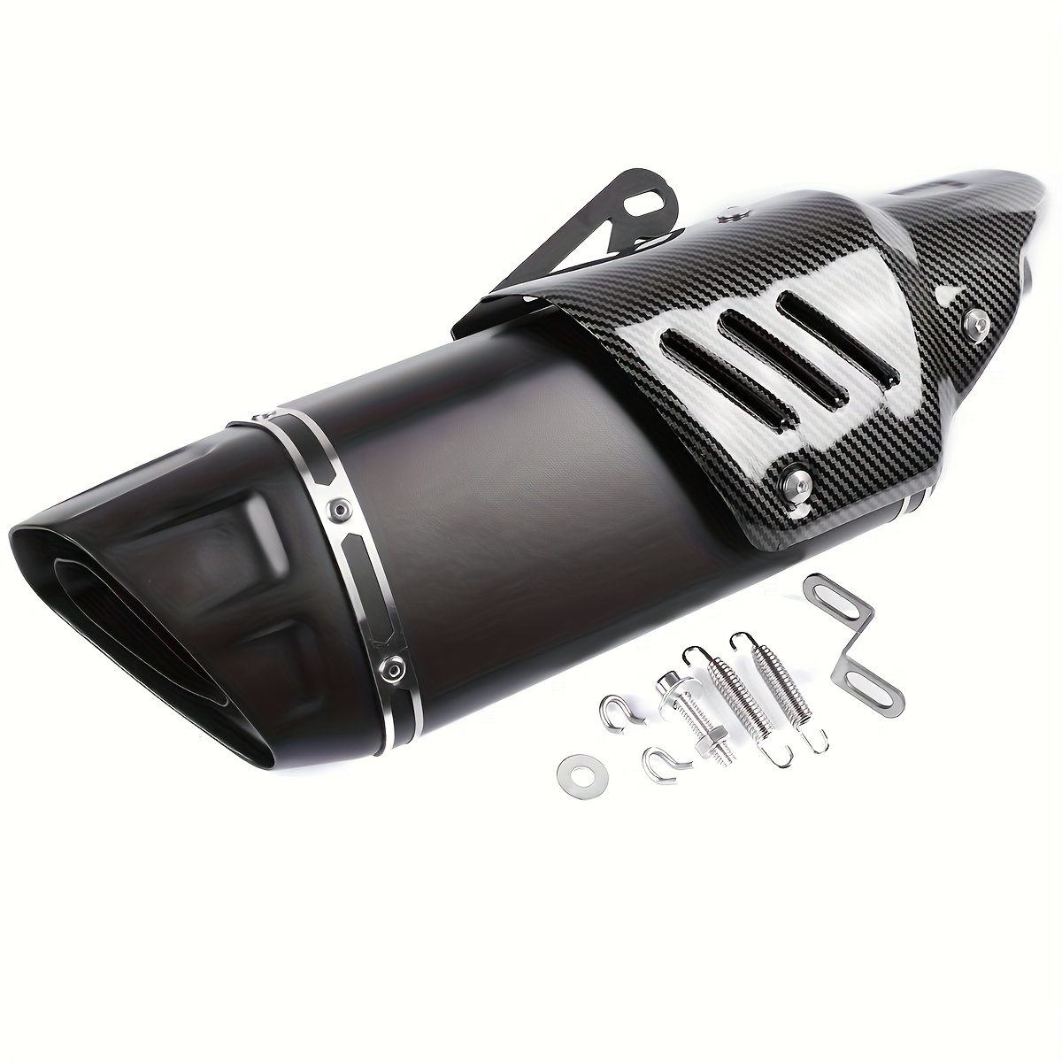 TEMU Highly Compatible Black Stainless Steel Exhaust Pipe, With A 51mm Diameter Suitable For Over 90% Of Motorcycle Models. The Unique Four-corner