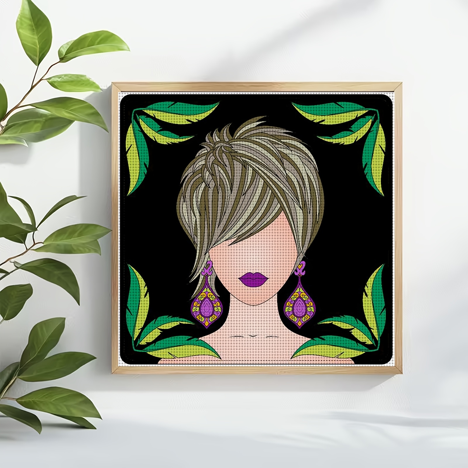 DIY Cross-Stitch Printed Kit, Cartoon Short Hair Decorative Pattern