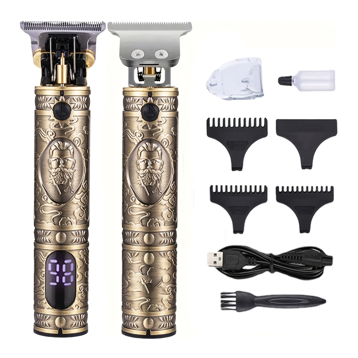 TEMU Men's Hair Clipper Electric T-shaped Blade Trimmer, Multiple Accessories, Wireless Electric Hair Clipper Set, Rechargeable Beard Trimmer Shaver,
