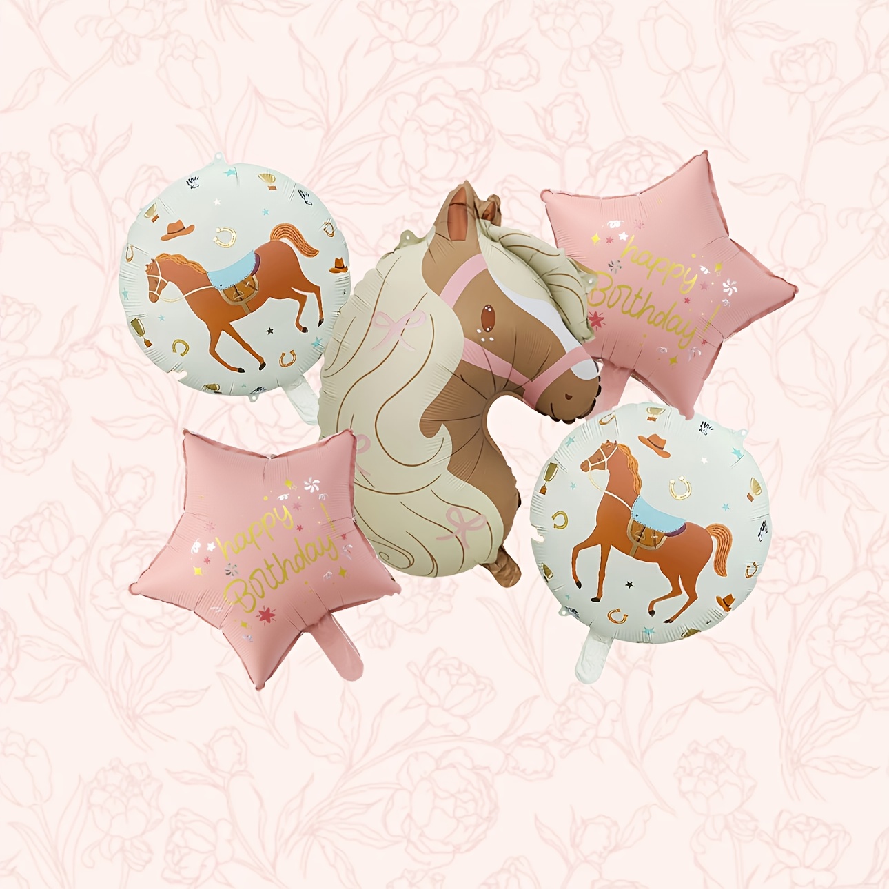 Image of 5pcs Pink Balloon Decorations 24-inch Foil Mylar, Suitable For Birthday Parties, Party Balloons, , Country Style Decor, Durable Material, Lightweight Film, Balloon Set, Event Organizers