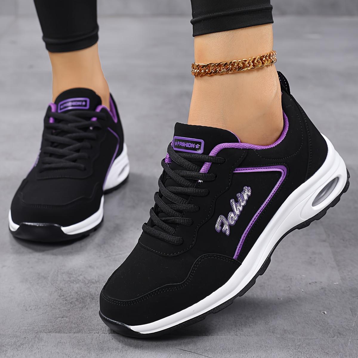 Outdoor Casual Women's Sneakers, PU Cushioned Sole Comfortable Soft-soled Running Shoes, Street Fashion Casual Shoes