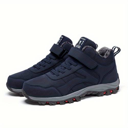 vmisneakers mens winter lined thickened round toe soft sole outdoor sneakers with hook and loop fastener