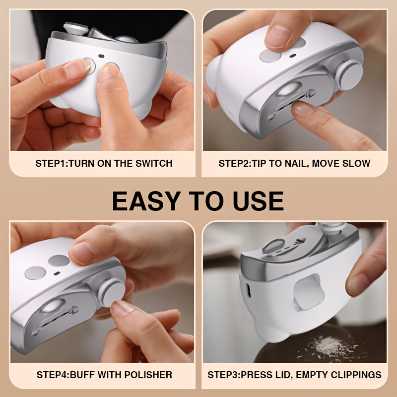 2 in 1 electric nail clipper and polisher with usb powered motor portable nail grinder polisher with operation electric nail clipper for usb rechargeable manicure pedicure tool with lithium battery ideal gift for women men birthday christmas valentines day no adapter needed durable construction personal care gadget Product details 1