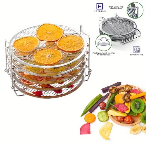 oven air fryer 304 stainless steel 5 tier stackable dehydrating rack with detachable foldable design large capacity multi layer food drying tray for fruits meat oven roasting chicken drumsticks and