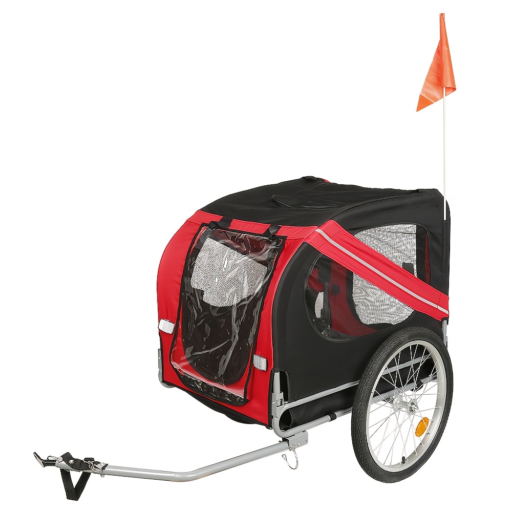 TEMU Bike Trailer For , 3-door Trailer With 45kg Capacity, 137cm Long Bicycle Pull Along Carrier For 2 Pets, Options
