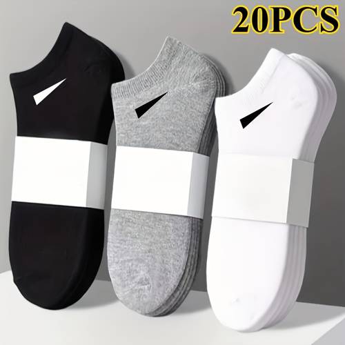 20pcs 10 pairs of men and women casual solid color socks breathable comfortable sweat proof odor resistant low cut ankle socks suitable for for easy design comfortable experience casual socks for easy