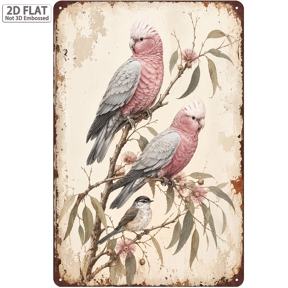 TEMU 8x12in/20x30cm 1pc Vintage Australian Metal Sign, Local Bird Eucalyptus Rustic Wall Art Plaque, Room Home Decor