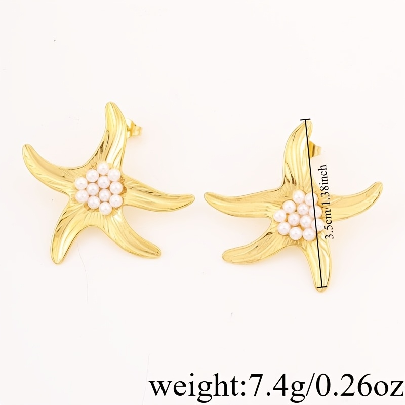 Elegant Starfish Stud Earrings, 304 Stainless Steel