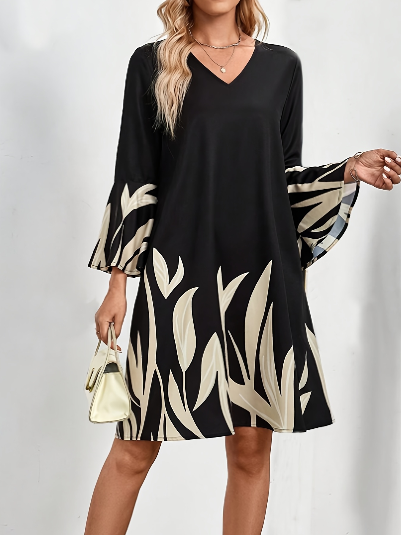 1pc elegant v neck tunic dress elegant v neck tunic dress - Temu Mauritius