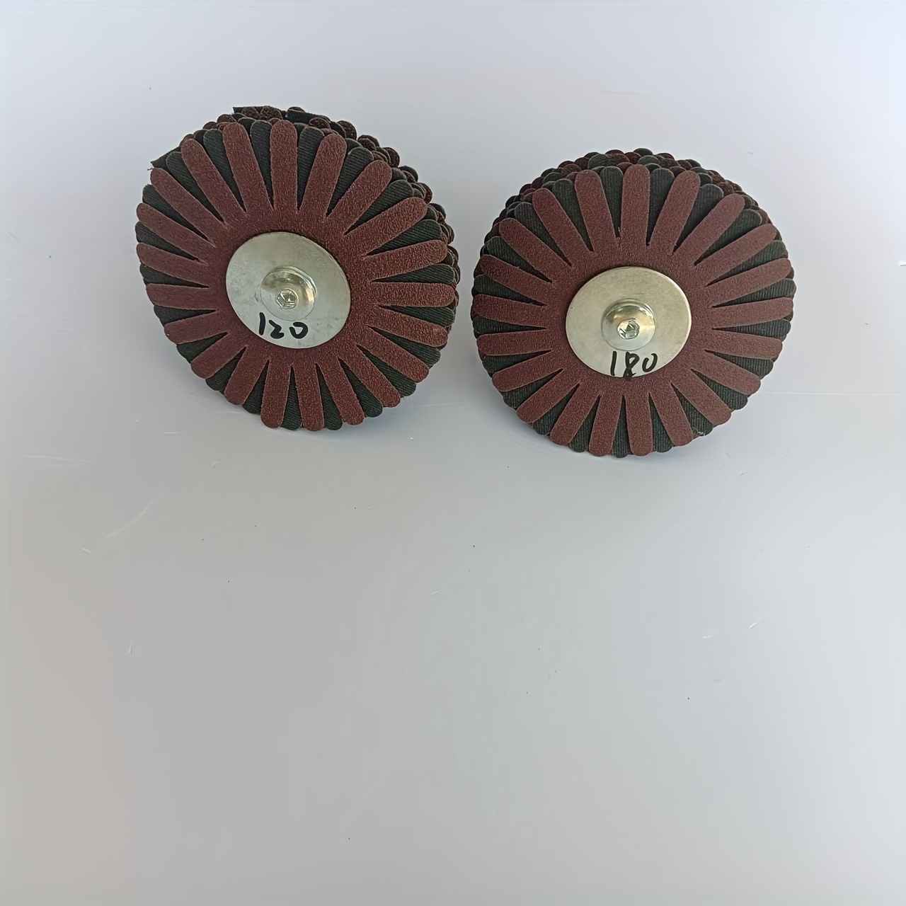 Image of 2pcs Wood Carving Polishing Wheel Set - Steel Sanding Cloth And Rust Removal Tool For Furniture, Drill Attachment, Compatible, Woodworking Grinding Wheel Kit, Wood Carving Grinding Wheel Kit