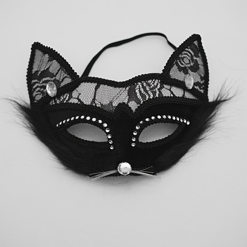 Image of Black Lace Cat Face Mask