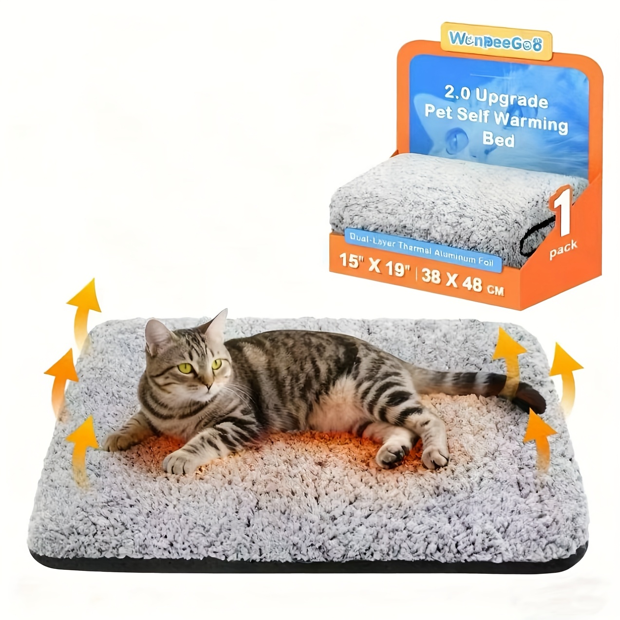 TEMU Tapis Ultra-Chaud pour Chien et Chat, Lit Chauffant pour Animaux Automne/Hiver, Coussin Chauffant Double Couche Isolé en Aluminium 2.0 Amélioré,