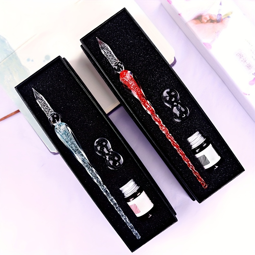 

Glass Dip Pen Set With Glowing Ink – Elegant Calligraphy Writing Tools For Signature, Business Gifts, And Art Crafts