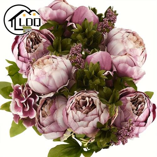 1 bund (18 zoll) künstliche pfingstrosen mit 13 blüten für brautstrauß, hochzeitsstrauß, außendekoration für wände, balkondekoration, fensterdekoration, küchentisch-blumendekorationen, valentinstag, hochzeit