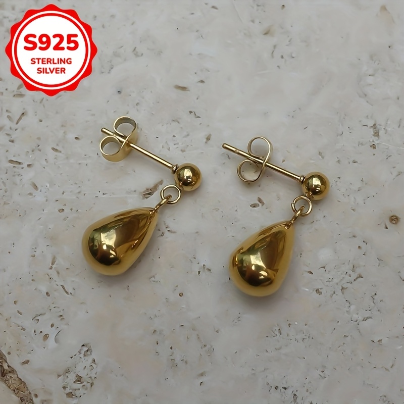 925 Silver Tear-Drop Dangle Earrings, Lightweight & Stylish