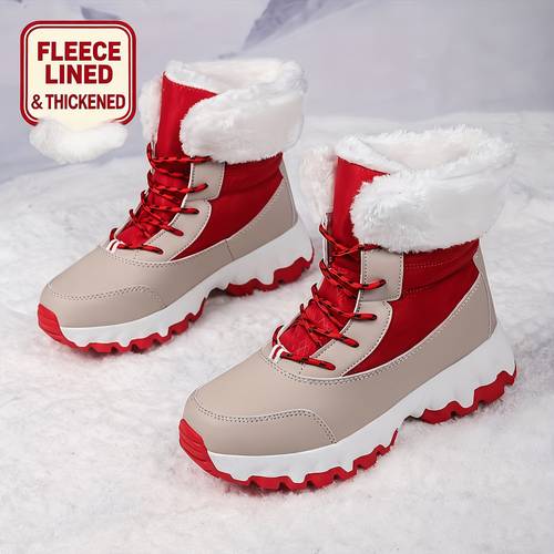 womens winter snow boots warm lined lace up boots comfortable anti slip outdoor shoes thick weather footwear for snow walking wear shopping vacation and winter seasonal activities women shoes