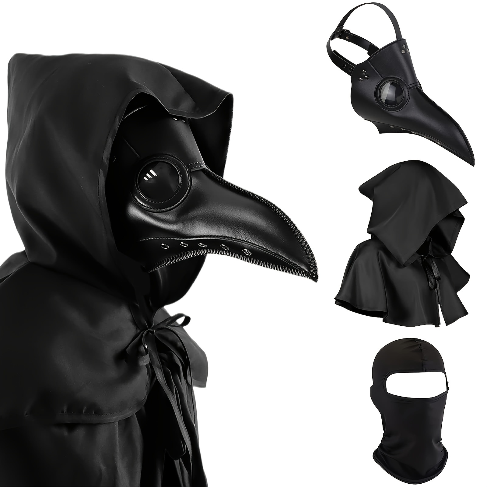

3pcs/set Halloween Plague Doctor Mask Plague Doctor Costume Steampunk Horror Scary Halloween Costumes For Adults