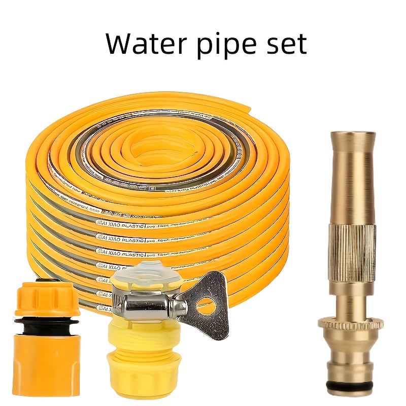 

1 Set Adjustable Water Pressure Garden Hose With Spray - 32.8ft Rubber Pipe, Fit For Outdoor Car Washing, Flower & Vegetable Watering, Includes Brass Connectors