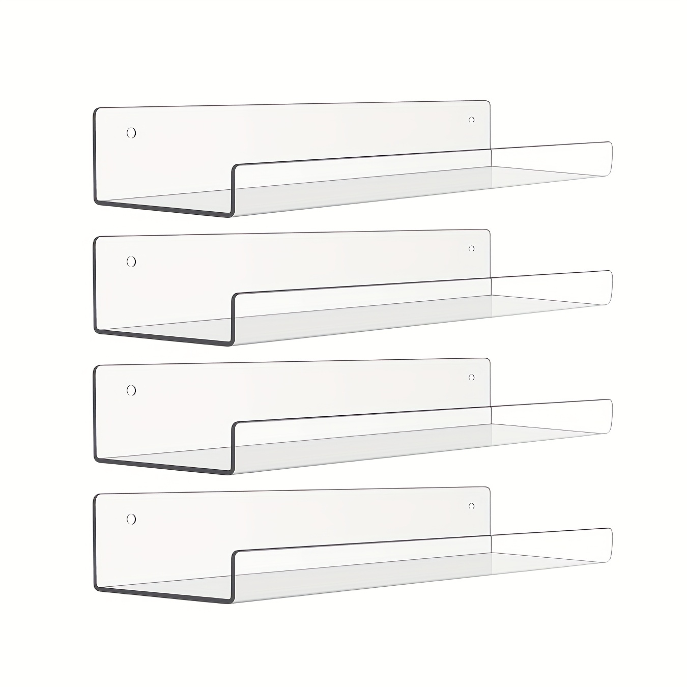 TEMU 4pcs/6pcs de Cadre Mural Flottant Transparent Acrylique Étendu et Épaissi, Étagère Flottante Murale Invisible de U pour des Livres, des Produits