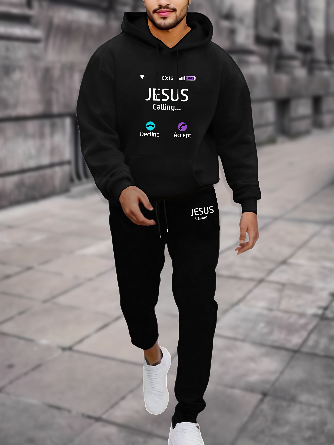 Ensemble Jogging Homme - Sweat à capuche et pantalon Mode rétro