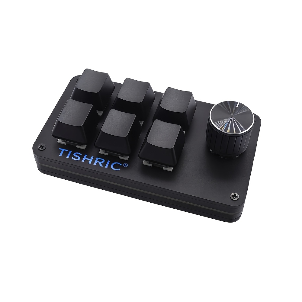 TEMU Mini clavier programmable macro RGB 6+1 pour Photoshop, gaming, clavier à rapide, mini bouton de copier-coller, Macropad