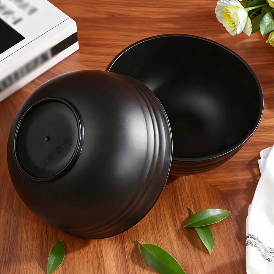 12/6pcs Black Plastic Dinner Bowl Set, Round 26oz, Kitchen Unbreakable Bowls, Perfect for Home Kitchen Restaurant Cafeteria, Microwave Safe, Dishwasher Safe, Salad Soup Ramen Snacks Rice, Reusable Salad Bowl Set, Lightweight Durable Easy To Clean St