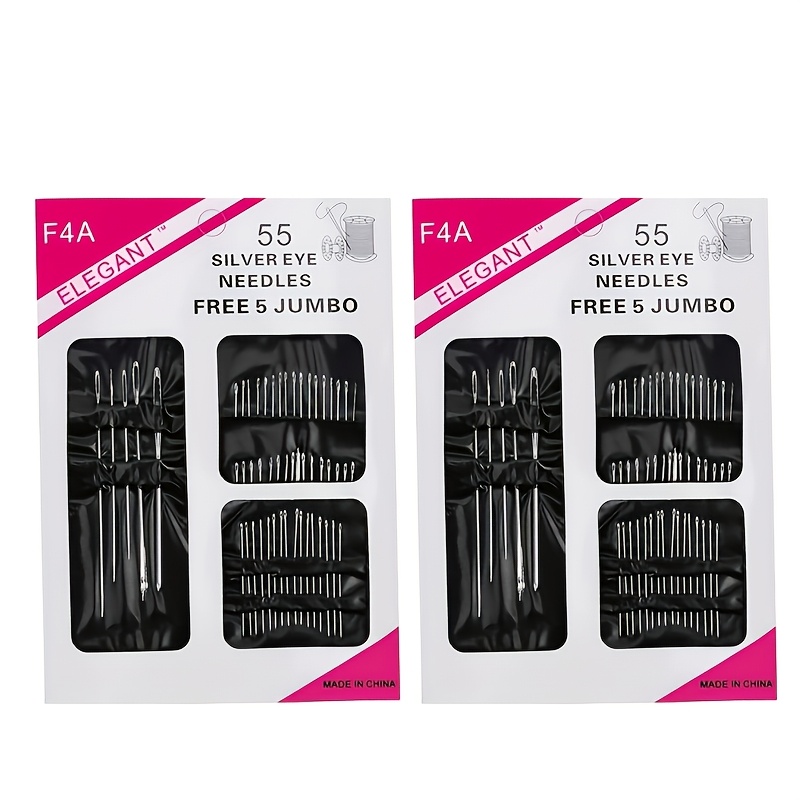 TEMU A Heavy-duty Stainless Sewing Needle Set With 110pcs, Including Large-eye Embroidery Needles - Sizes Suitable For Sewing, Tailoring, Embroidery,