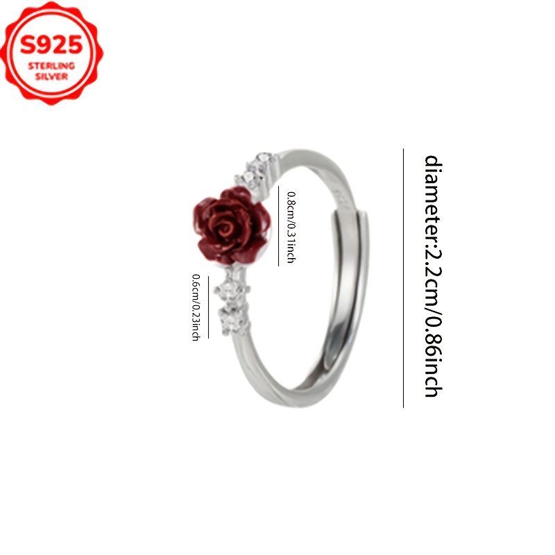 925 Sterling Silver Vintage Rose Flower Ring - Adjustable & Hypoallergenic