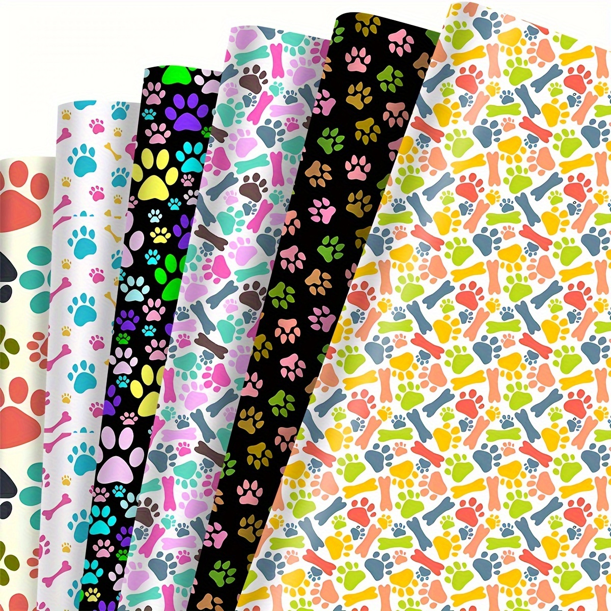 

6pcs Premium Fabric Bundle 19.7x17.7" - Dog Prints, Quilting Squares For Diy Crafts, Christmas Decor, Back To School Projects, Gift Wrapping