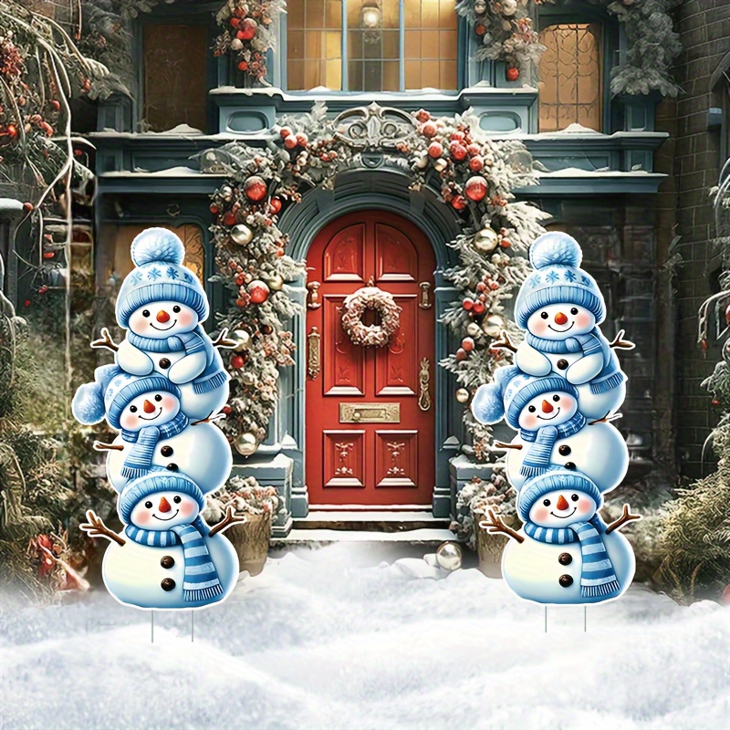 

Christmas Snowman Yard Signs: 2 Of 3 , 82cm/32.28in Tall, Suitable For Holidays, Winter, And Outdoor Gardens - No Feathers, Decorative Art, Plastic Material, No Power Required