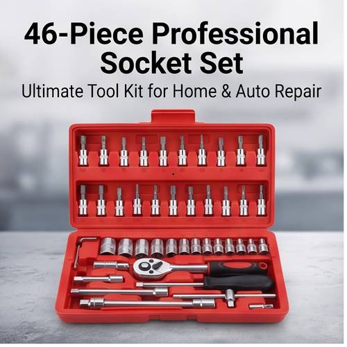 46pcs heavy duty socket wrench set 1 4 inch drive ratchet tool set for automotive home and hand repair sturdy and durable with storage box affordable price