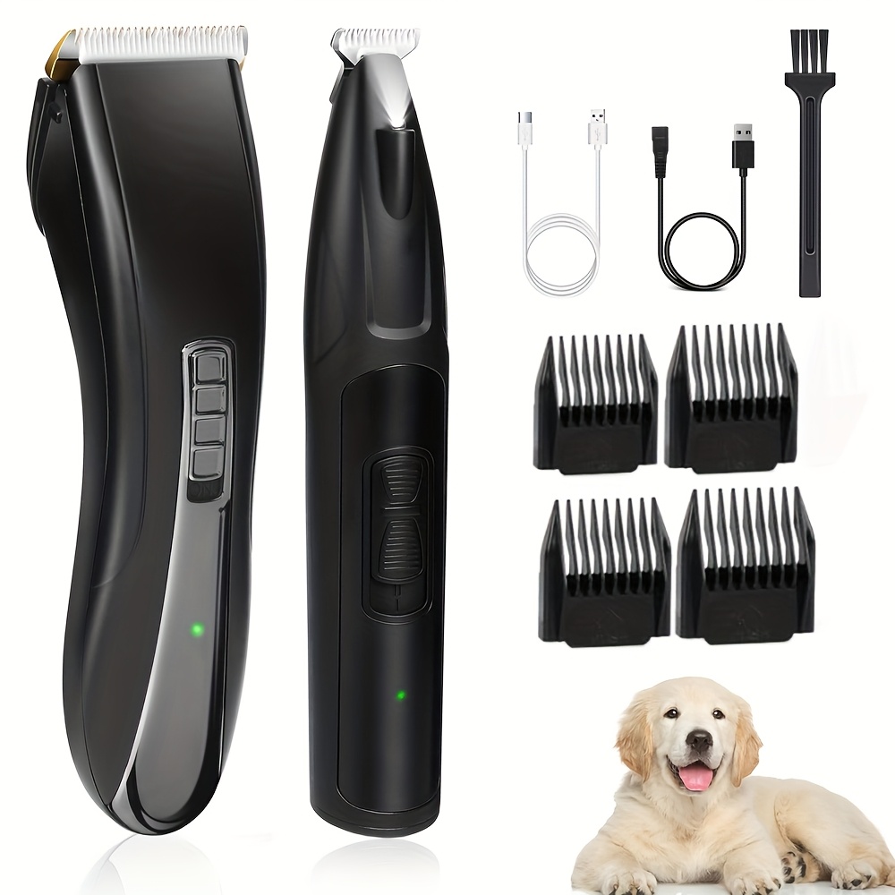 Dog Clippers Grooming Kit, 2-in-1 Professional Dog Clippers For Thick Heavy Coats, Dog Paw Trimmer With Led Light, Cordless Rechargeable Pet Hair Shaver For Small And Large Dogs Cats