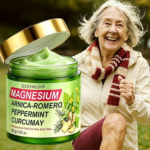 Magnesium Massage Cream to Care for Your Joints Skin and Muscles. Contains Arnica, Rosemary, and Ginger in a Deeply Moisturizing Formula, Especially Suitable for Sports Enthusiasts, the Elderly, and Those Engaged in Manual Labor. 80g/2.82oz