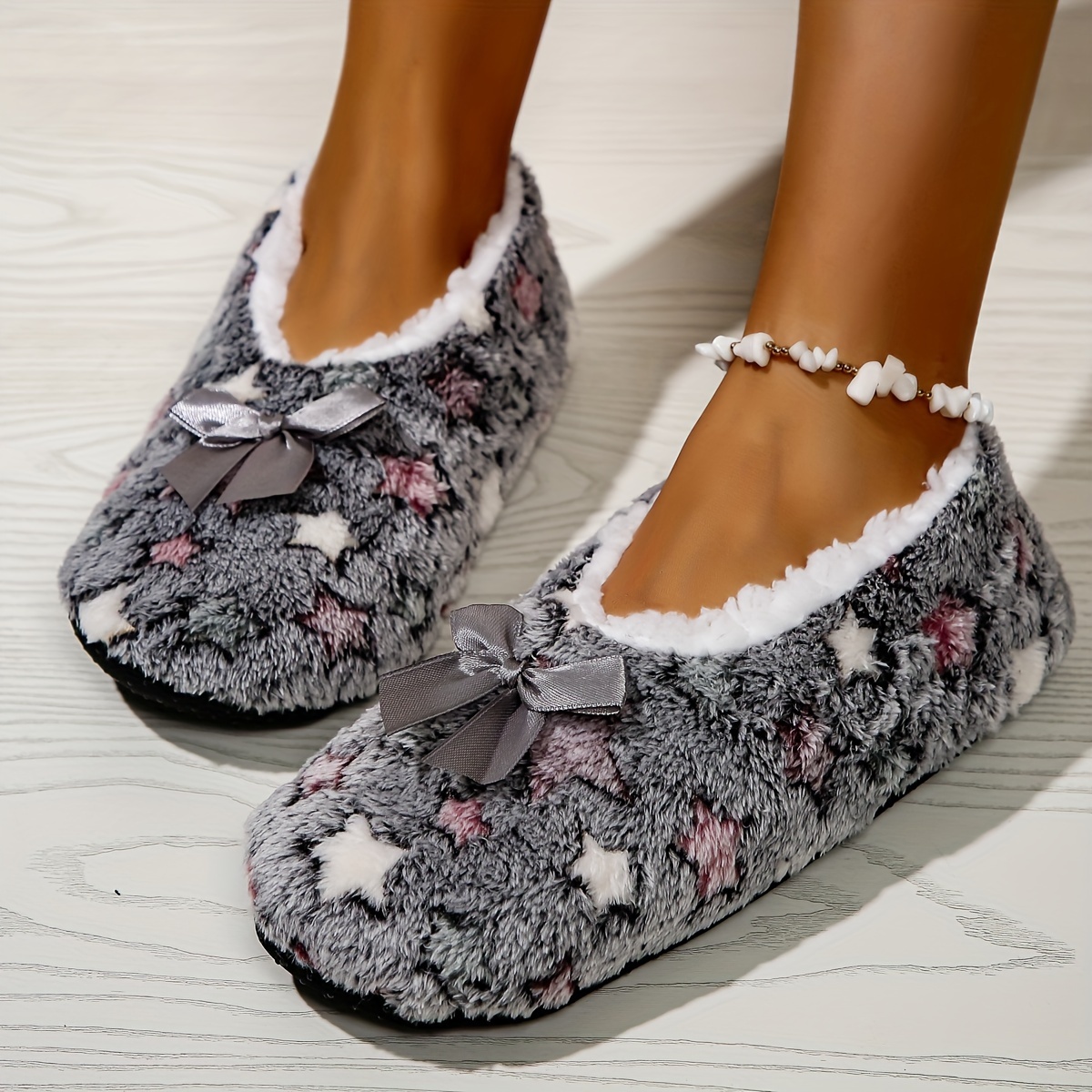 TEMU Women's Plus Size Wide Fit Plush Lined Warm Slippers For Home And Office
