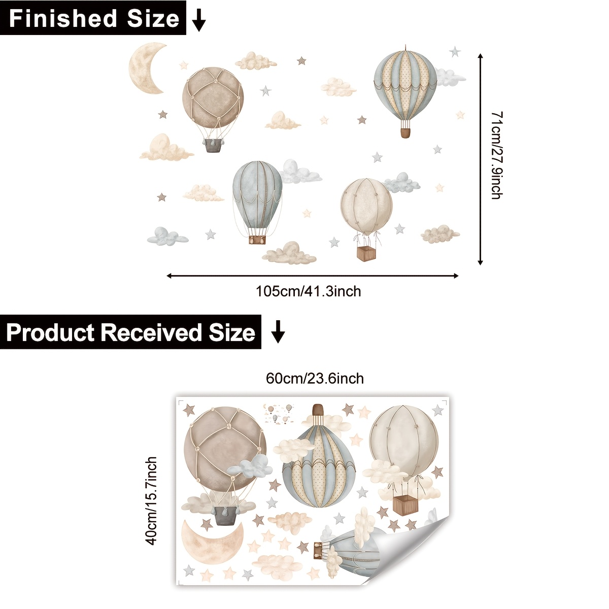 Hot Air Balloon, Cloud, And Star Wall Decals, Sky-themed Wall Stickers, Suitable For Home Wall And Living Room/bedroom Wall Decoration