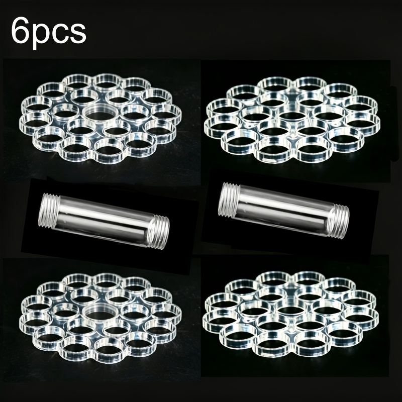TEMU 6pcs Multi-hole Flower Arrangement Fixing Set (including 2 X 20-hole Transparent Flower Holders + 2 X 19-hole Transparent Flower Holders + 2