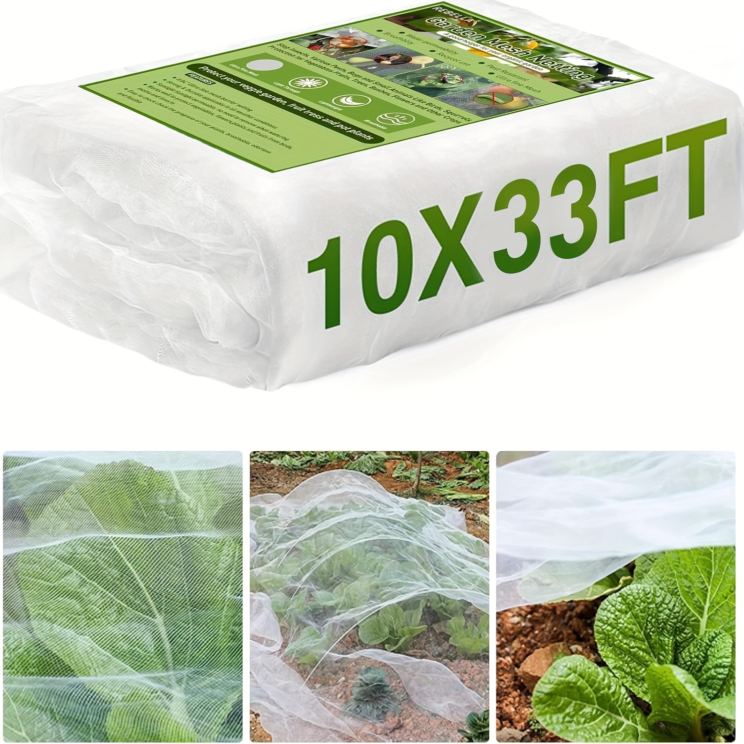 

Filet de Jardin de 1mm, 10ft x 32ft - Parfait pour la Protection contre les Moustiques et les Insectes, Barrière Anti-Oiseaux, Idéal pour les Potagers et