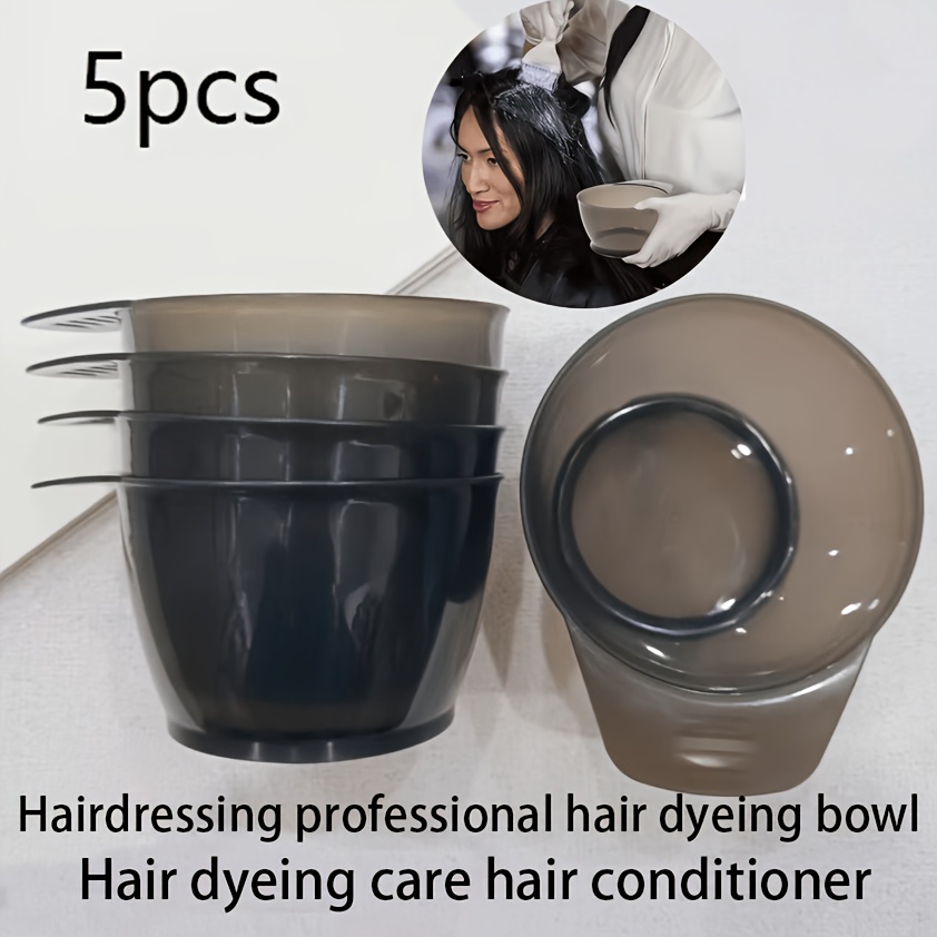 TEMU 5pcs Color Mixing Bowl, Thickened Handle, Anti-slip Bottom, Suitable For Color Mixing Of Pigments And Hair Dyeing Agents, Hard Materials, Not