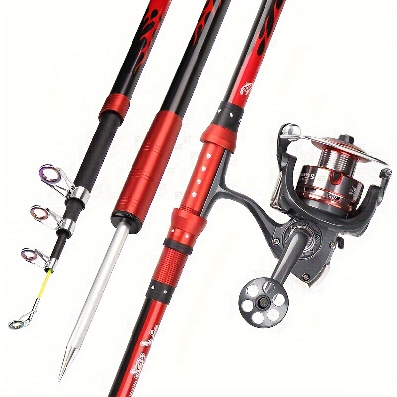  Telescopic Fishing Rod Telescopic Lure Rod 1.8M 2.1M 2.4M 2.7M  Carbon Cork Wood Handle Spinning Rod Fishing Pole Tackle Fishing Rod Set  (Color : Casting Rod, Length : 1.8 m) 