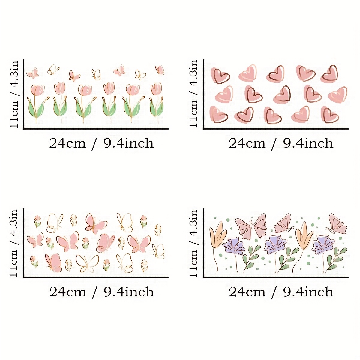 4pcs Uv Dtf Flower Stickers, Diy Waterproof Decals For 16oz Glass Cup, Tumbler, Mugs, Crafts, Fashion Women 3d Waterproof And Scratch Resistant