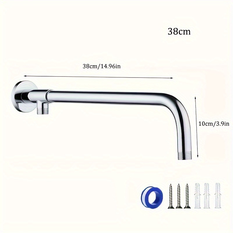 Image of 1pc Contemporary Stainless Steel Shower Head - Large Spray With Fixed Horizontal Bar Mount, Durable Metal For Lotus Fluffy Head With Water Outlet Pipe Bracket For Modern Bathrooms