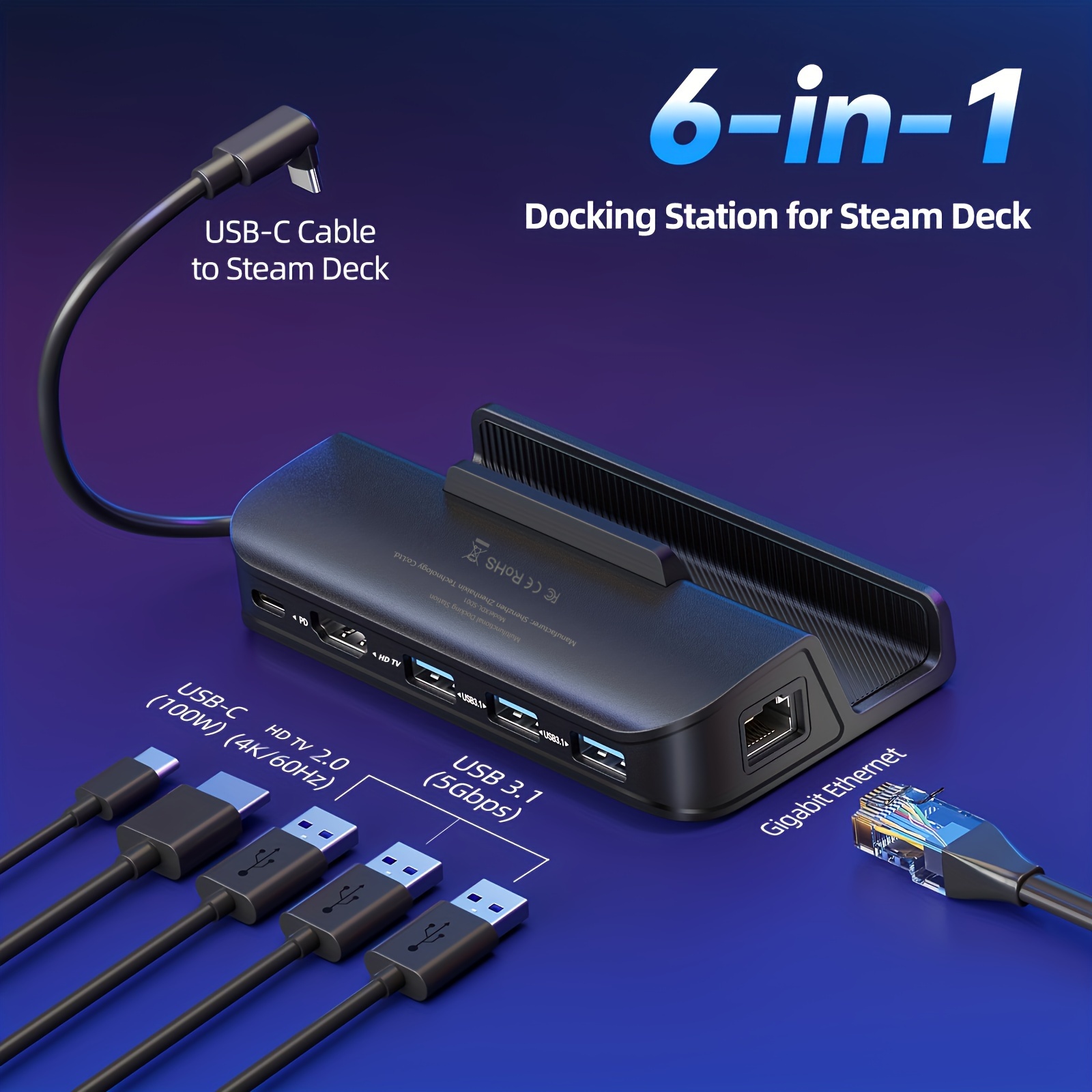 6 in 1 Docking Station Steam Deck Steam Deck Dock - Temu