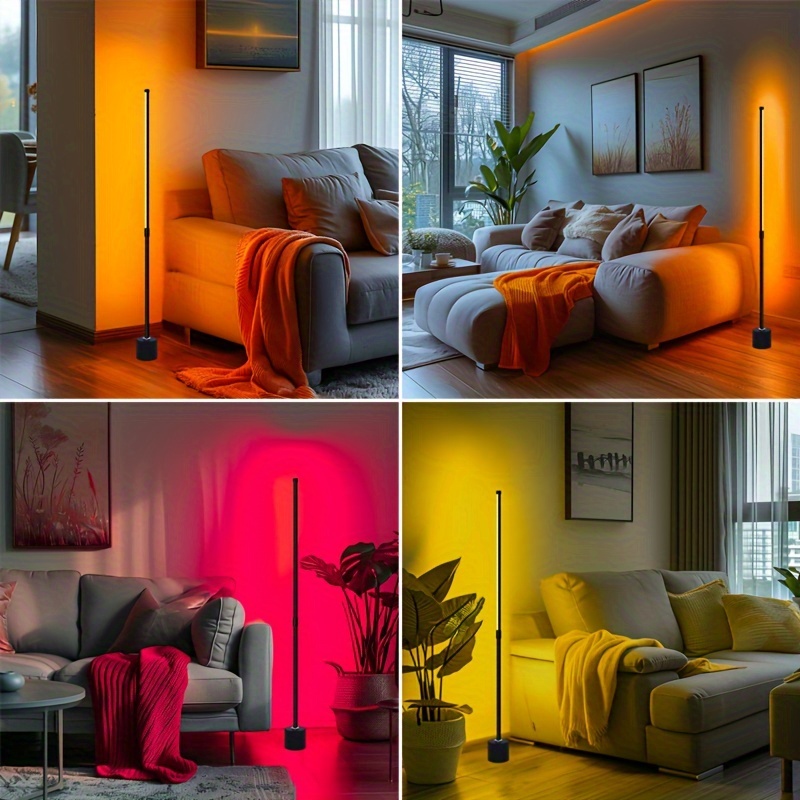 1pc Versatile RGB LED Floor Lamp, Remote Control, USB Powered - Modern Minimalist Design for Every Room