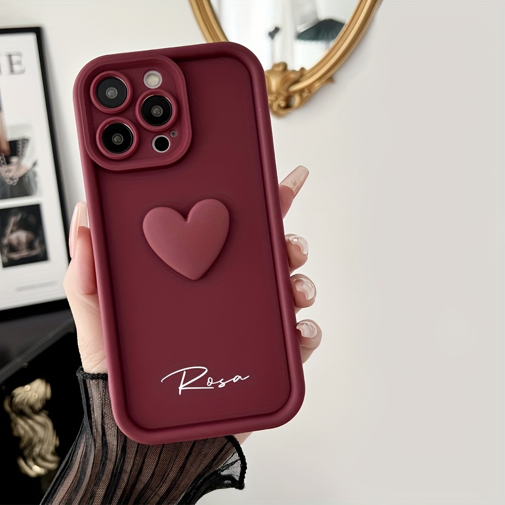Personalized Customized Name Case for iPhone 16 15 14 13 12 11 Pro Max Luxury Acrylic 3D Love Heart Soft Silicone DIY Shockproof Gift Cover 14 15 16 Plus - Image 4