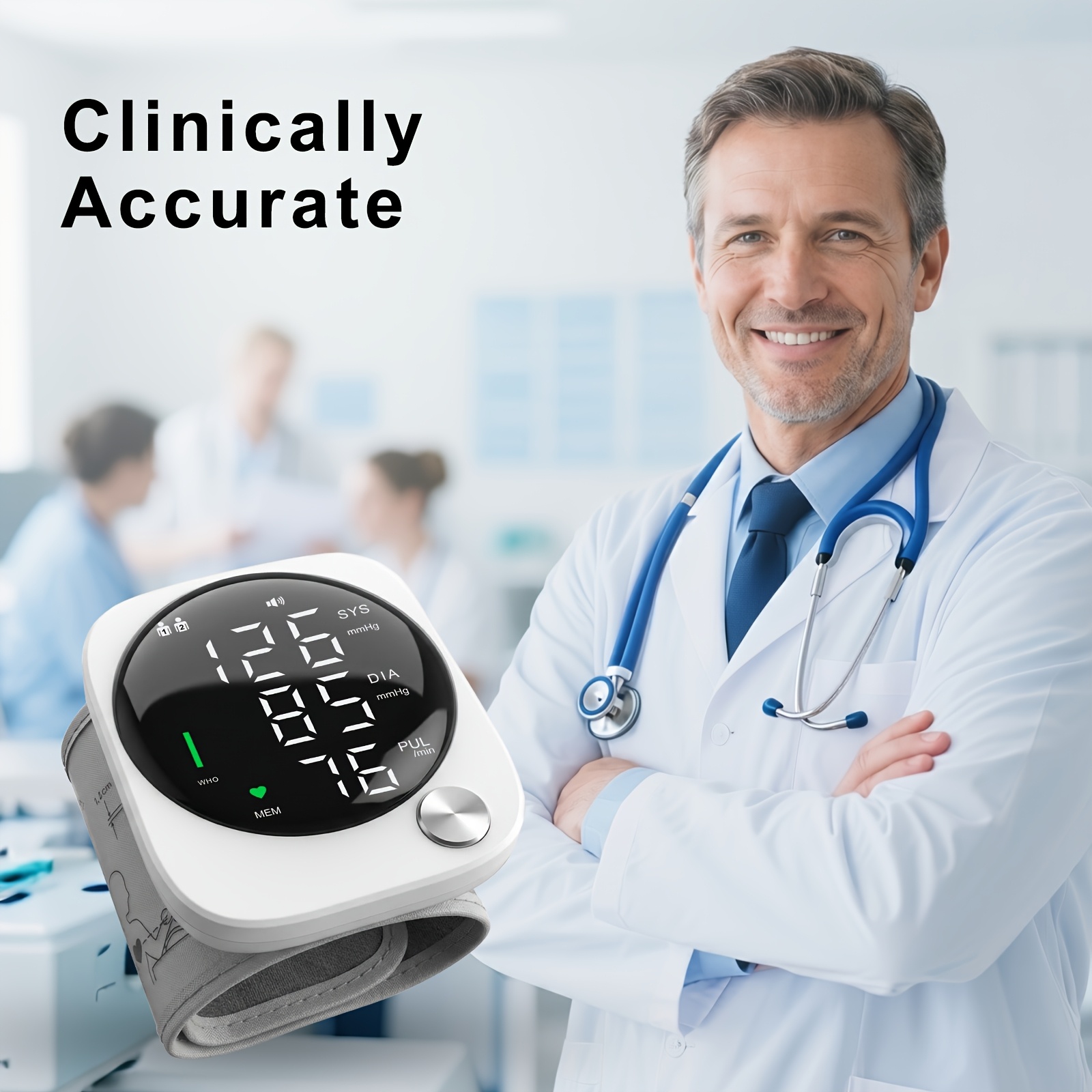Wrist Electronic Blood Pressure Monitor with LCD Display, Memory, Charging, and Language Playback, Multiple Models Available