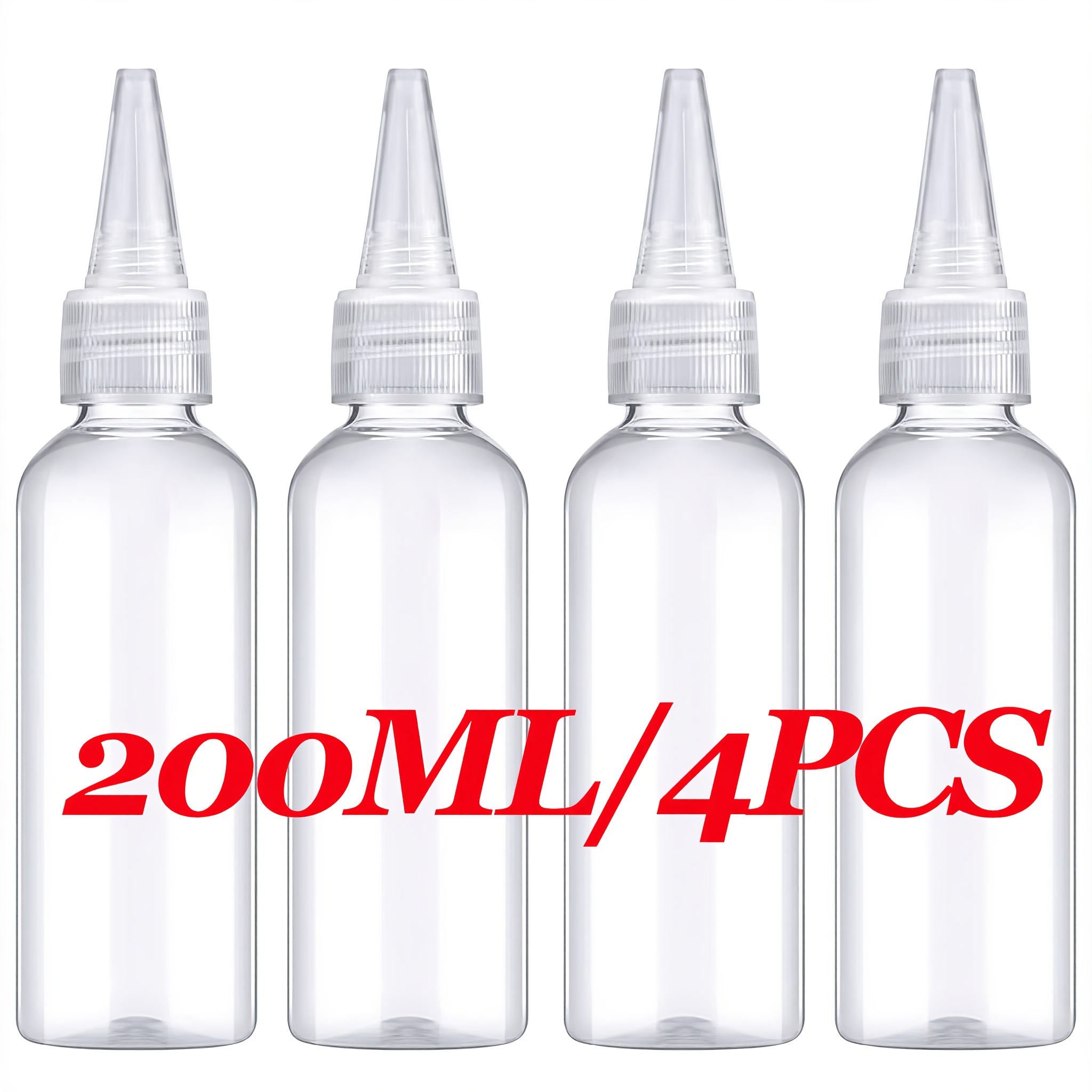 TEMU 4pcs Leak-proof Squeeze Bottle Set, 20ml, 60ml, 120ml, 200ml, Transparent Shell Filling Squeeze Bottles With Caps, Suitable For Dispensing,