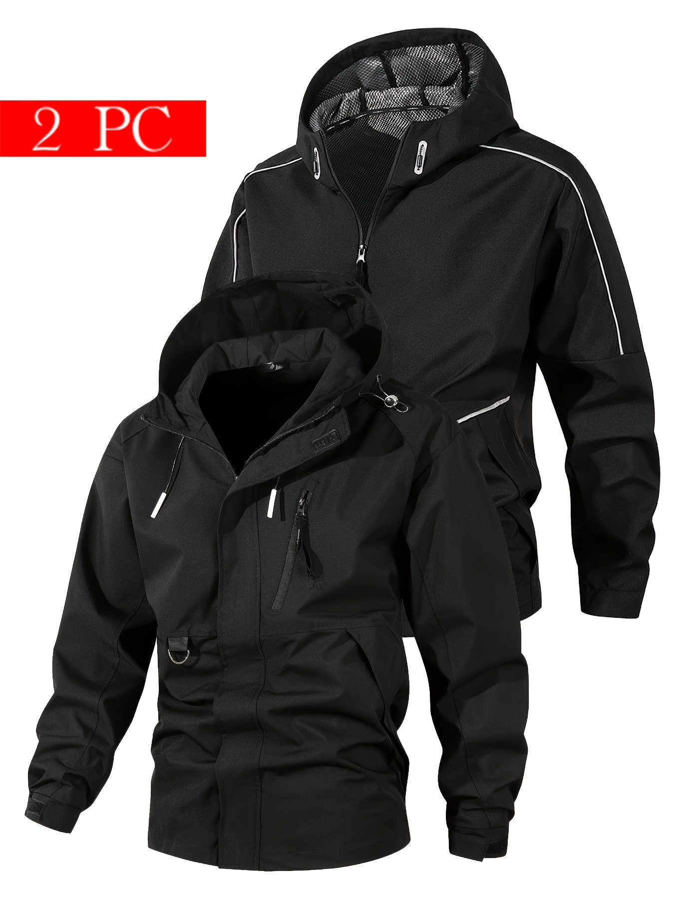 Chaqueta Impermeable Hombre Con Capucha Y Reflectantes - Ligera Y Plegable