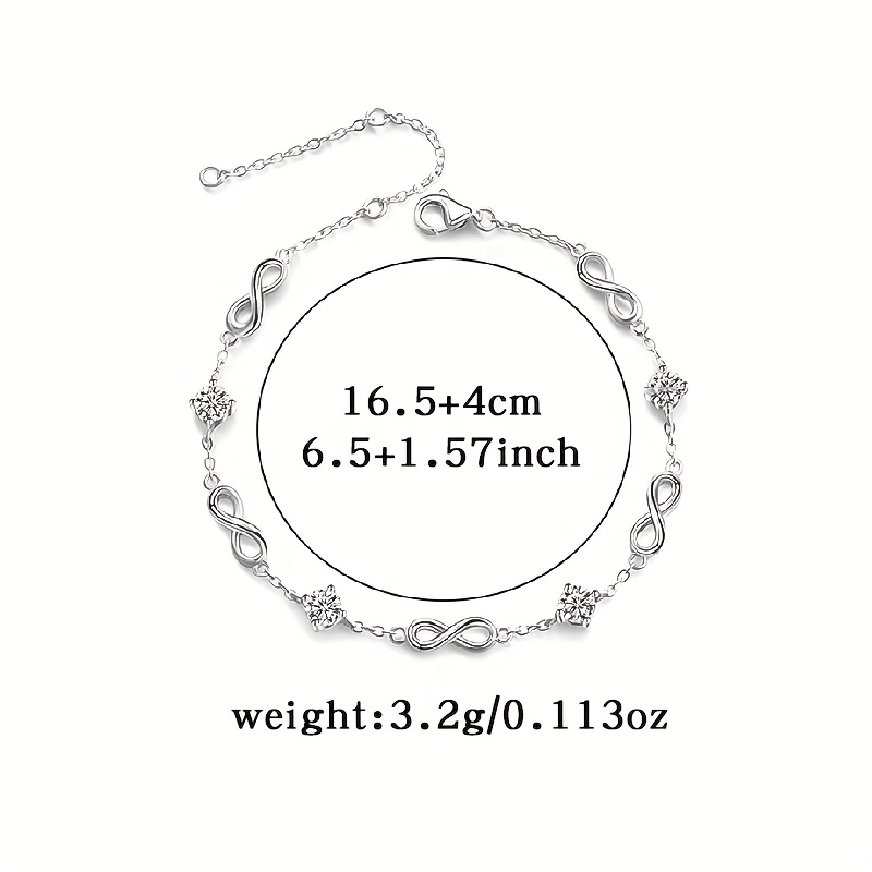 925 Silver Infinity Bracelet February Birthstone